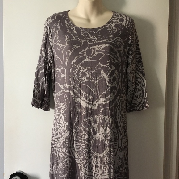 BRYN WALKER Stretch Viscose Print Asymmetric Hem Dress M - Picture 2 of 7